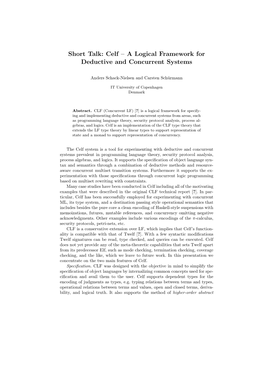 Celf – a Logical Framework for Deductive and Concurrent Systems