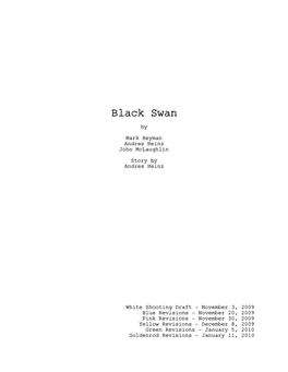 Black Swan by Mark Heyman Andres Heinz John Mclaughlin Story by Andres Heinz