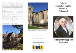 Why Is Humphry Repton Buried in Aylsham