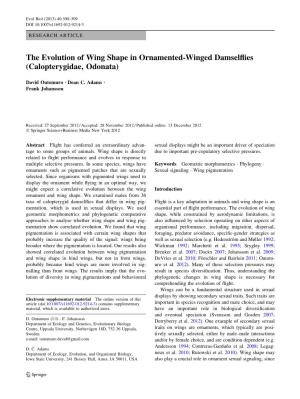 The Evolution of Wing Shape in Ornamented-Winged Damselflies
