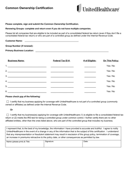 Common Ownership Form