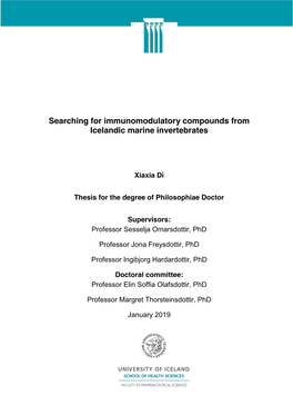Searching for Immunomodulatory Compounds from Icelandic Marine Invertebrates