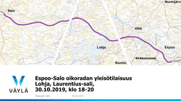 Espoo-Salo Oikoradan Yleisötilaisuus Lohja, Laurentius-Sali, 30.10.2019, Klo 18-20 Mäenpää Heidi 30.10.2019 Yleisötilaisuuden Ohjelma