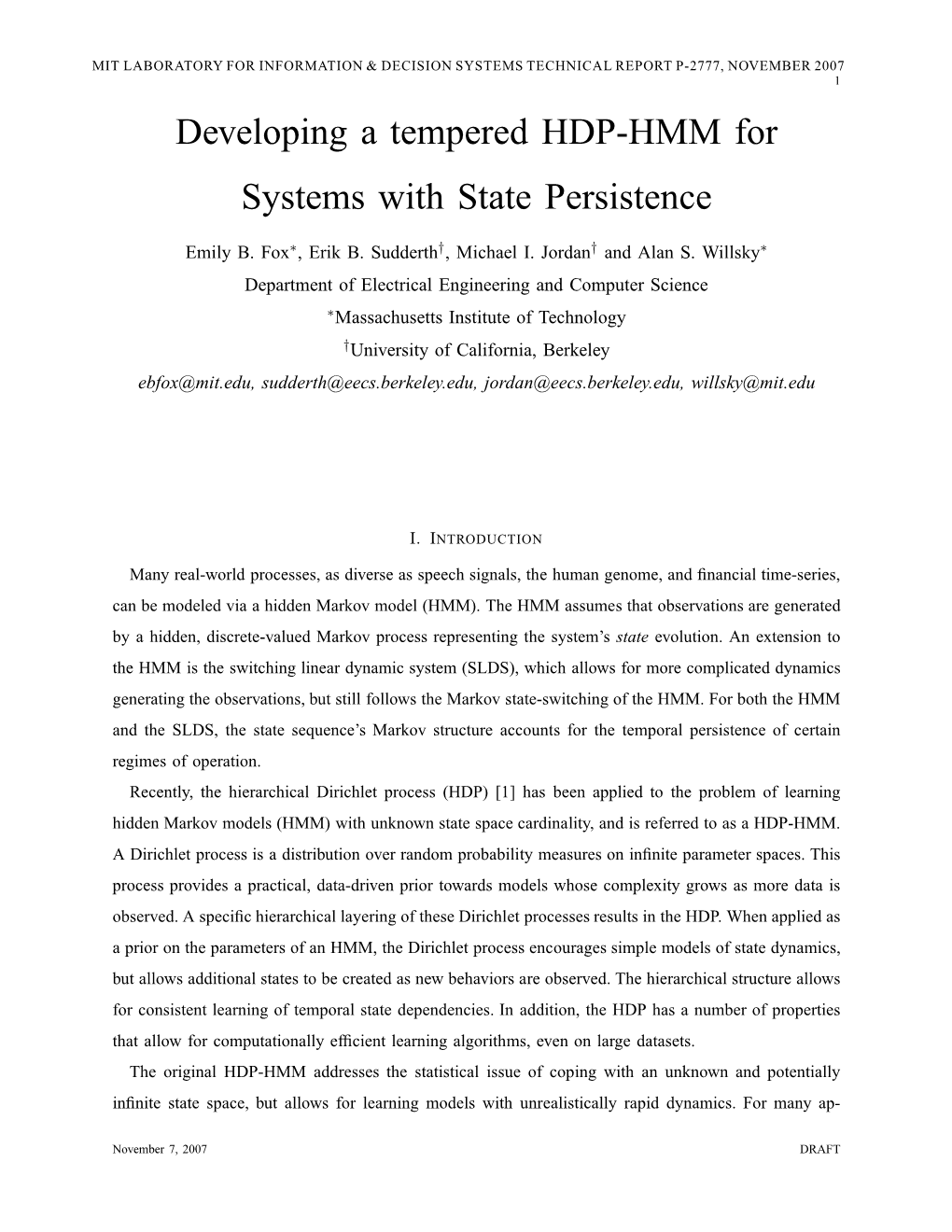 Developing a Tempered HDP-HMM for Systems with State Persistence