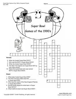 Super Bowl Games of the 1990'S Crossword Puzzle