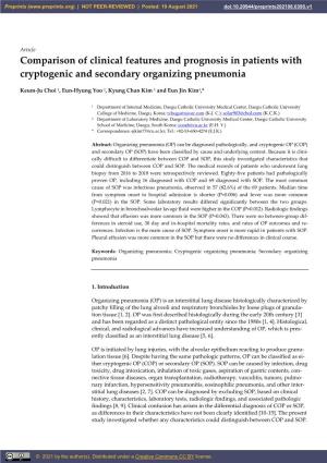 Comparison of Clinical Features and Prognosis in Patients with Cryptogenic and Secondary Organizing Pneumonia
