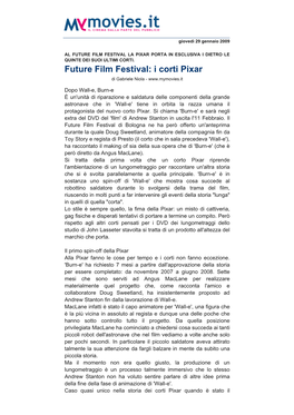 Future Film Festival: I Corti Pixar (Mymovies.It)