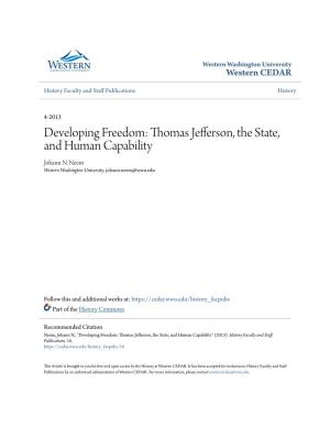 Developing Freedom: Thomas Jefferson, the State, and Human Capability Johann N
