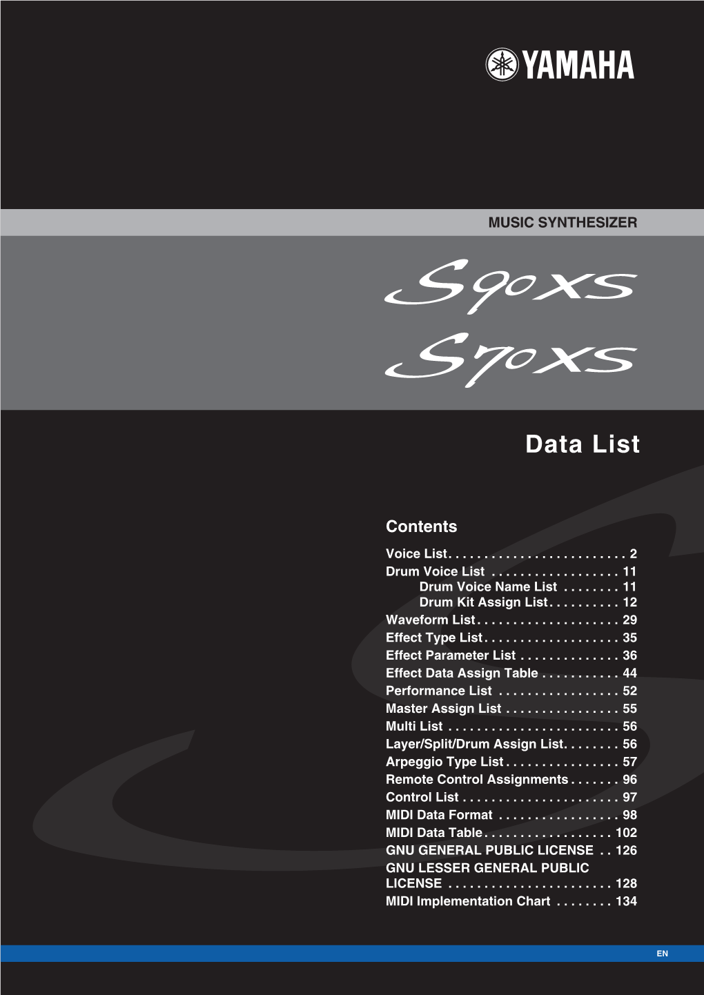 S90XS/S70XS Data List