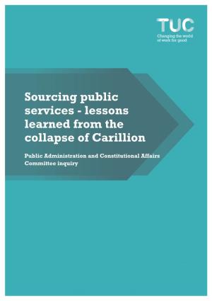 Sourcing Public Services - Lessons Learned from the Collapse of Carillion