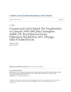 Conquest and Land in Ireland: the Transplantation to Connacht, 1649- 1680