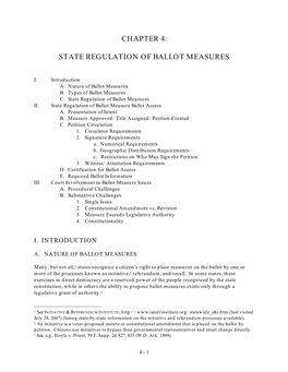 Chapter 4: State Regulation of Ballot Measures