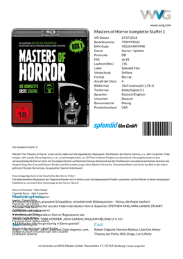 Masters of Horror Komplette Staffel 1 Marketing Facts Stab Cast