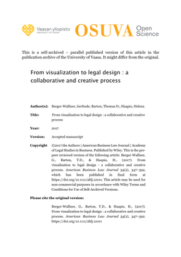 From Visualization to Legal Design : a Collaborative and Creative Process