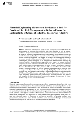 Financial Engineering of Structural Products As a Tool for Credit And