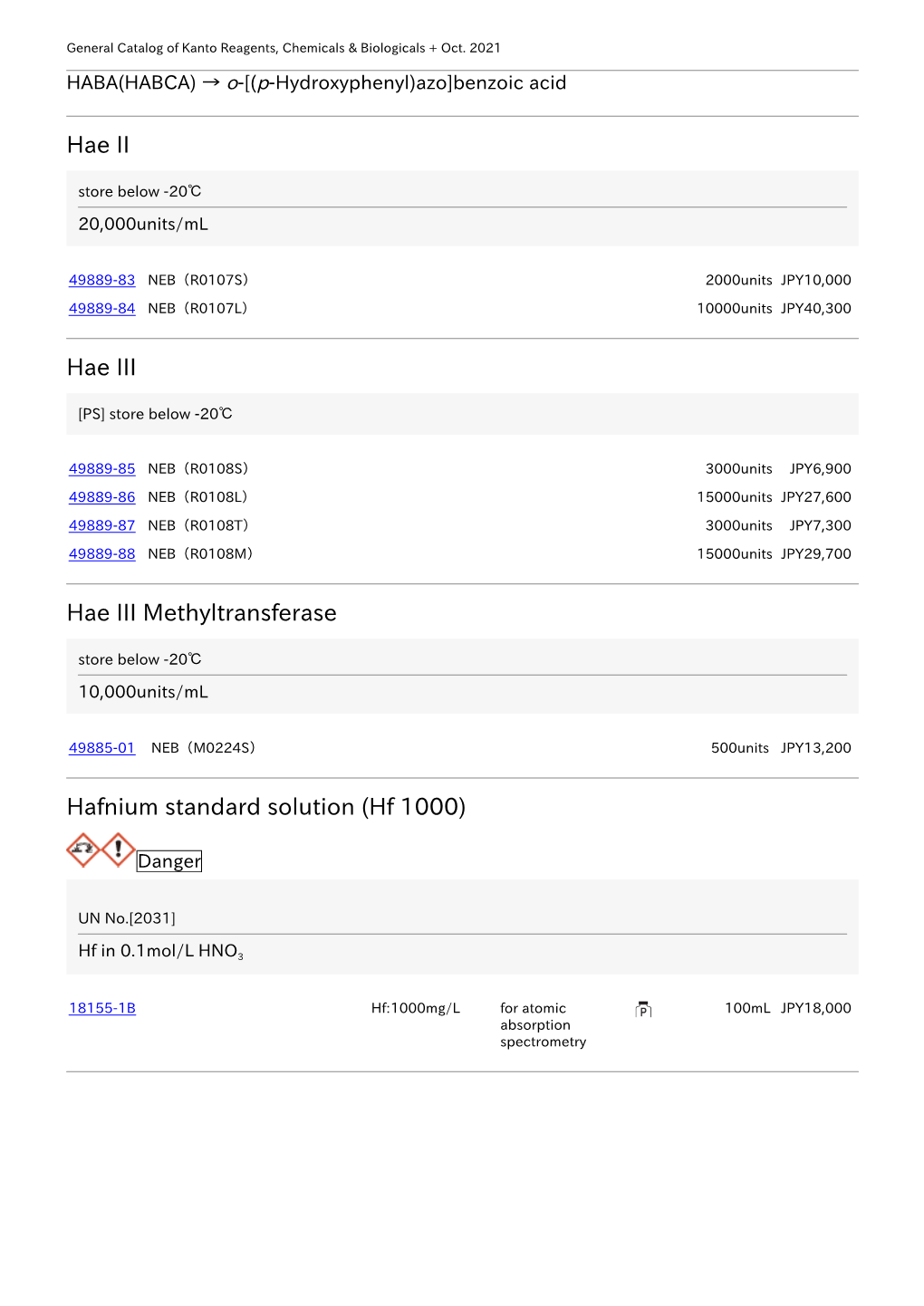 Hae II Hae III Hae III Methyltransferase Hafnium Standard Solution (Hf 1000)