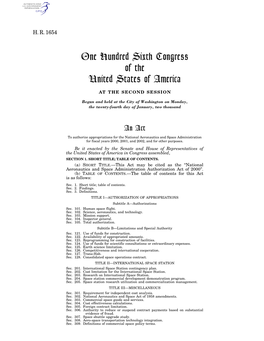 One Hundred Sixth Congress of the United States of America