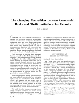 The Changing Competition Between Commercial Banks and Thrift Institutions for Deposits