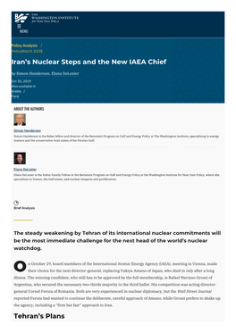 Iran's Nuclear Steps and the New IAEA Chief | the Washington Institute