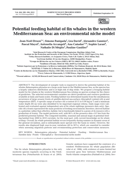 Potential Feeding Habitat of Fin Whales in the Western Mediterranean Sea: an Environmental Niche Model