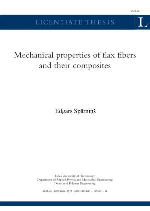 Mechanical Properties of Flax Fibers and Their Composites
