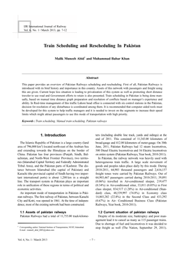 Train Scheduling and Rescheduling in Pakistan