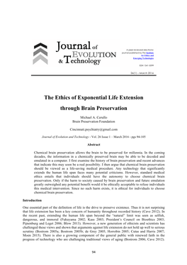 The Ethics of Exponential Life Extension Through Brain Preservation