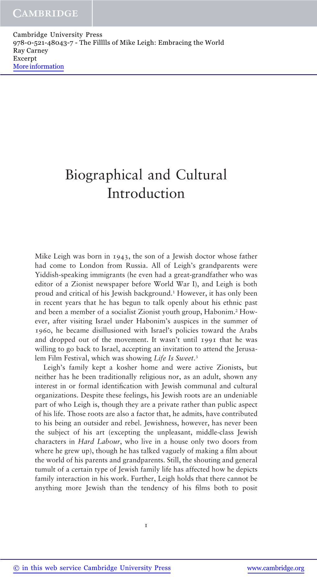 Biographical and Cultural Introduction