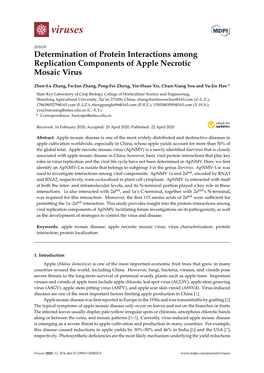 Determination of Protein Interactions Among Replication Components of Apple Necrotic Mosaic Virus