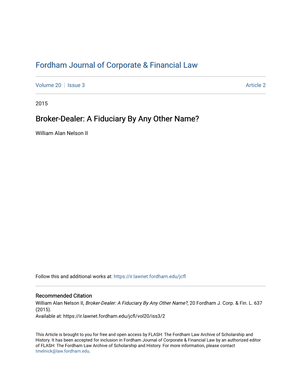 Broker-Dealer: a Fiduciary by Any Other Name?