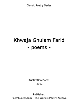 Khwaja Ghulam Farid - Poems