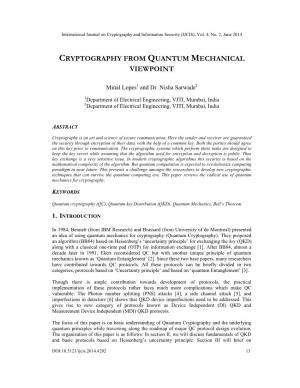 Cryptography from Quantum Mechanical Viewpoint