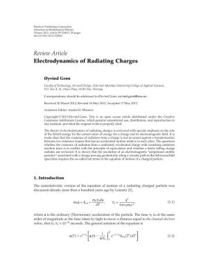 Review Article Electrodynamics of Radiating Charges