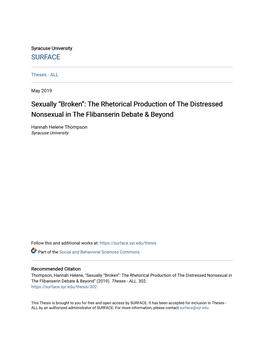 Sexually “Broken”: the Rhetorical Production of the Distressed Nonsexual in the Flibanserin Debate & Beyond