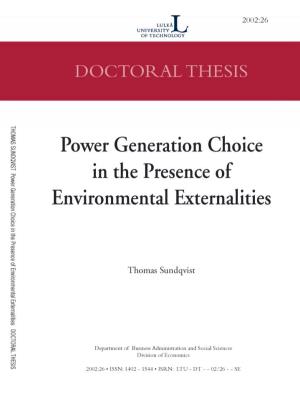 Power Generation Choice in the Precence of Environmental
