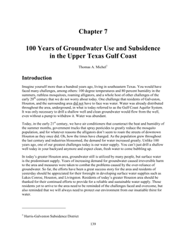 Chapter 7 100 Years of Groundwater Use and Subsidence in the Upper