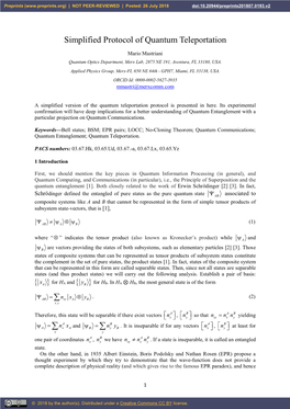 Simplified Protocol of Quantum Teleportation