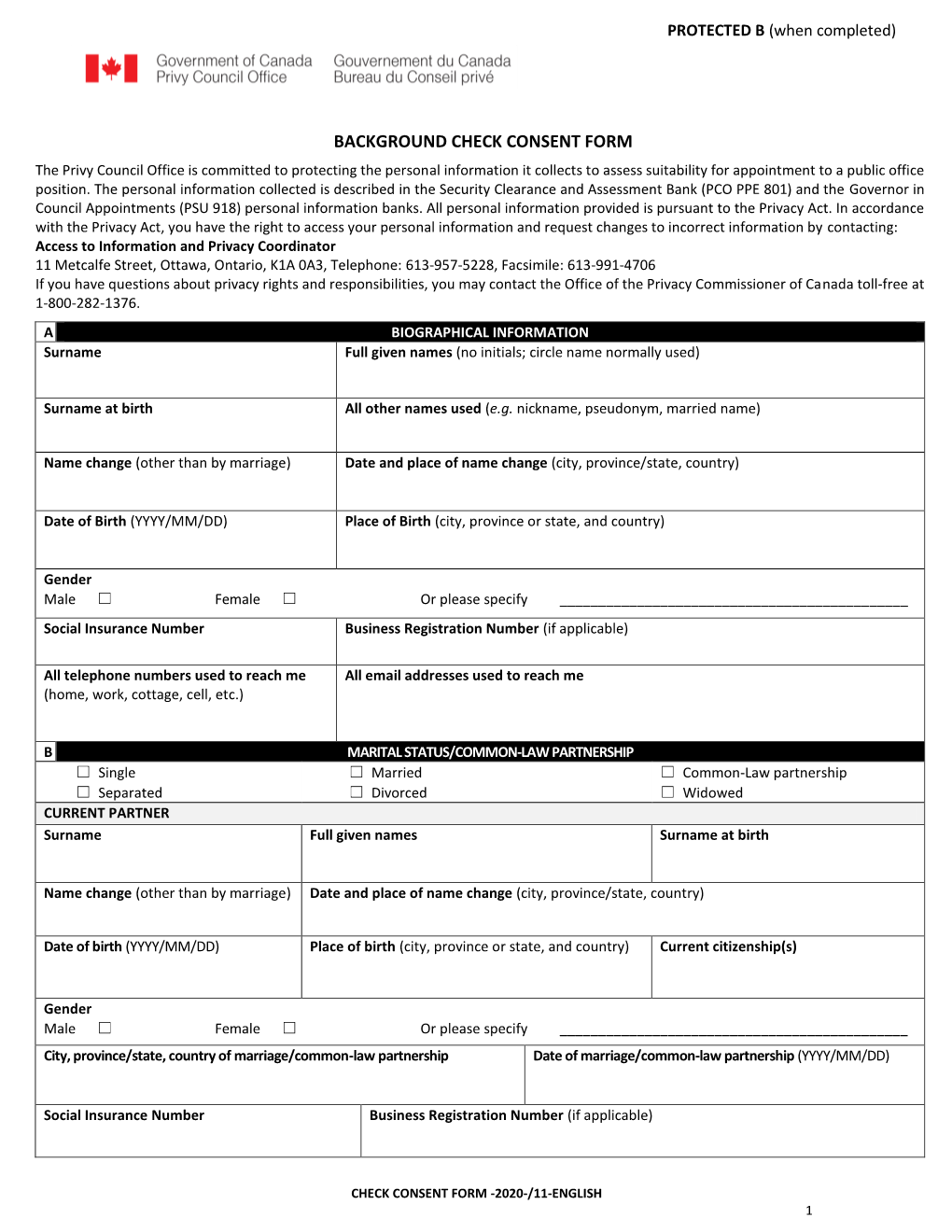 Background Check Consent Form