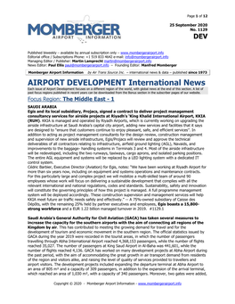 AIRPORT DEVELOPMENT International News Each Issue of Airport Development Focuses on a Different Region of the World, with Global News at the End of This Section