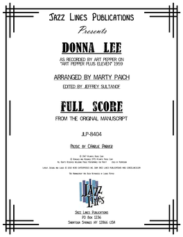 Donna Lee Full Score