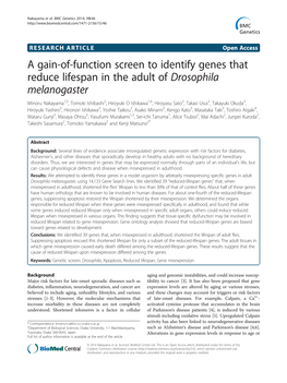 A Gain-Of-Function Screen to Identify Genes That Reduce Lifespan in The