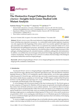 The Destructive Fungal Pathogen Botrytis Cinerea—Insights from Genes Studied with Mutant Analysis