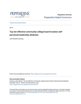 Top Ten Effective Community College Board Trustees Self- Perceived Leadership Attributes