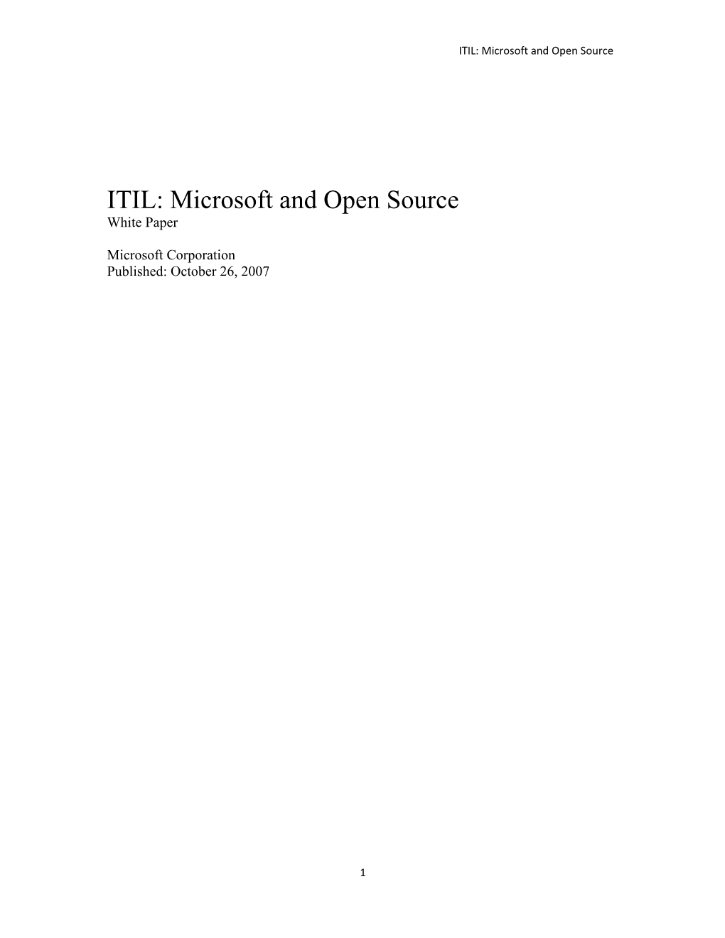 ITIL: Microsoft and Open Source