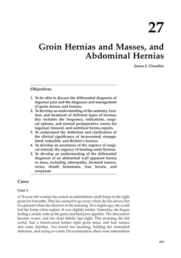 Groin Hernias and Masses, and Abdominal Hernias