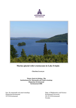 Marine-Glacial Relict Crustaceans in Lake Ivösjön