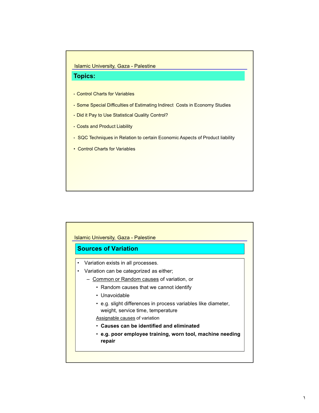 ١ Topics: Sources of Variation