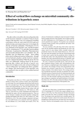 Effect of Vertical Flow Exchange on Microbial Community Dis- Tributions in Hyporheic Zones