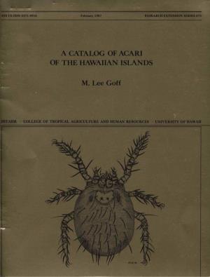 A Catalog of Acari of the Hawaiian Islands