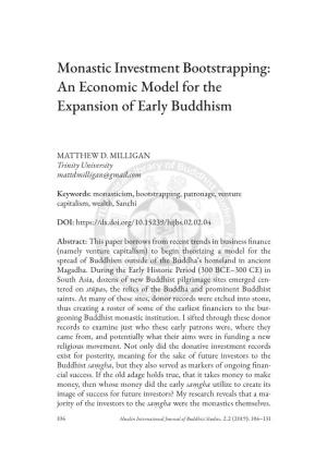 Monastic Investment Bootstrapping: an Economic Model for the Expansion of Early Buddhism